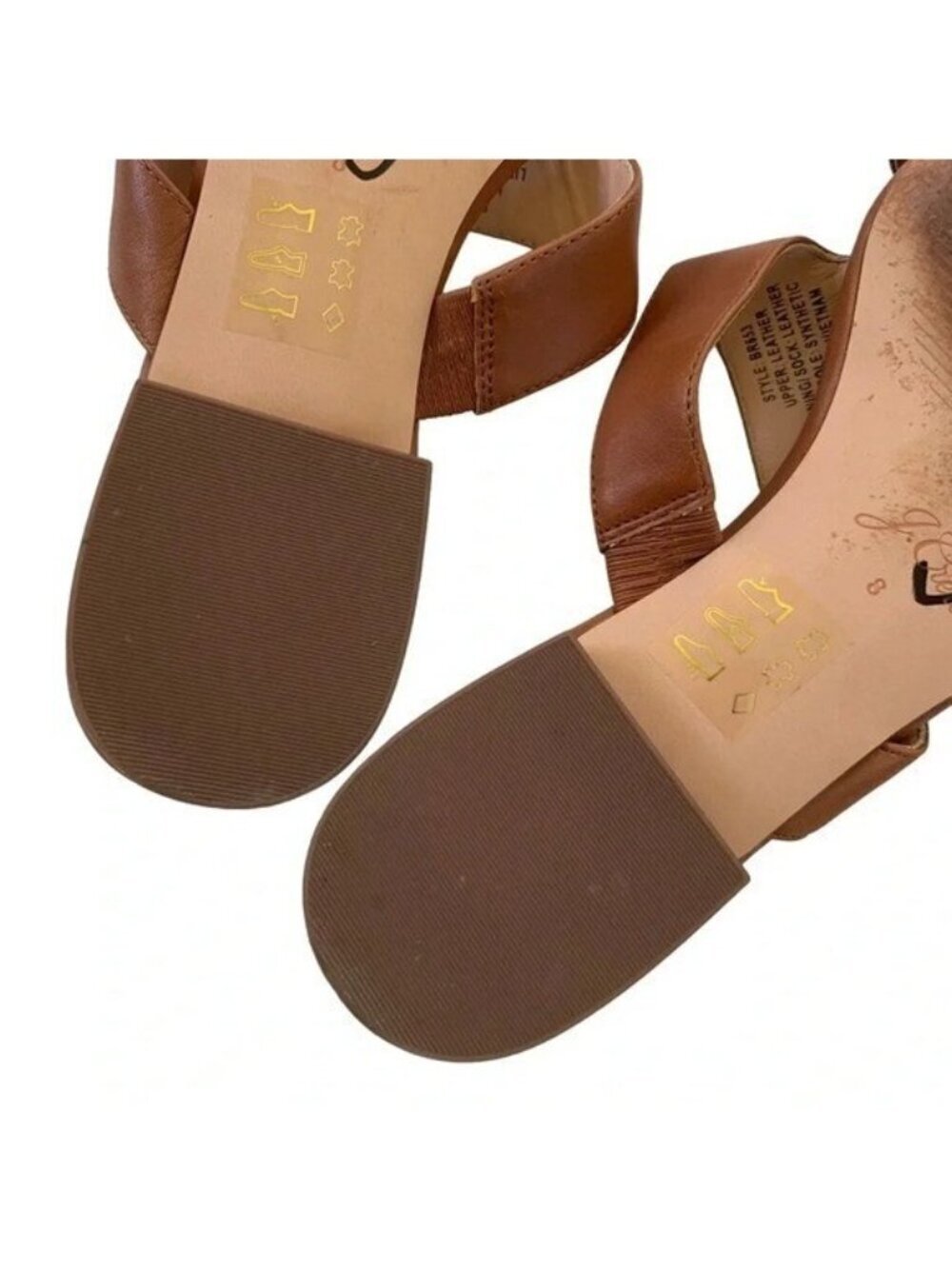 J. Crew Leather Hazel Cutout Flat Sandals Rich Oak Size 8 retail $138 - Picture 9 of 13